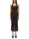 Courrèges Holistic Sheer Cotton Midi Dress In Black