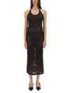 Courrèges Holistic Sheer Cotton Midi Dress In Black