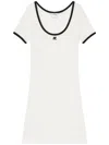 Courrèges Ribbed Cotton Mini Dress With Logo Embroidery In ホワイト