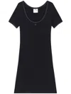 Courrèges Cotton Short Sleeves Mini Dress In Black In 黑色