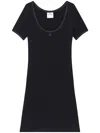 Courrèges Cotton Short Sleeves Mini Dress In Black In Black