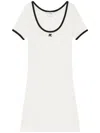 Courrèges Ribbed Cotton Mini Dress With Logo Embroidery In White