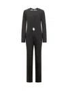 Courrèges Logo Embroidered Long-sleeved Jumpsuit In Black