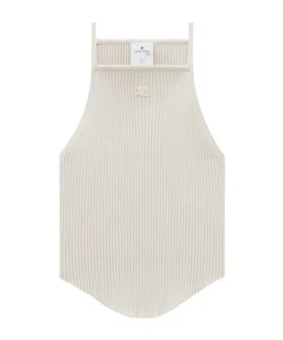 Courrèges Holistic Ribbed-knit Top In White