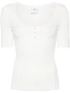 Courrèges Fitted White Short-sleeve Top With Scoop Neckline In White