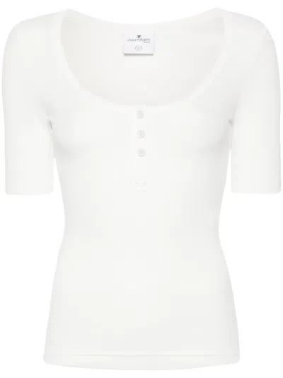 Courrèges Holistic Snaps 90's Ribbed T-shirt In White