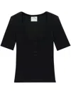 Courrèges Holistic Snaps Ribbed-knit Top In 黑色