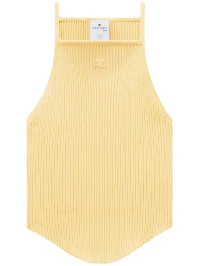 Courrèges Holistic Rib Knit Tank Top In Yellow
