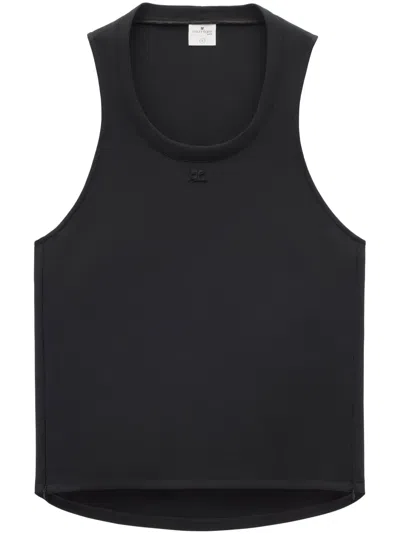 Courrèges Holistic Twill Tank Top In Black