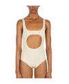 Courrèges Hollowed-out Elastic Leotard In Nude