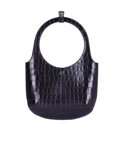Courrèges Holy Crocodile-effect Tote Bag In Black