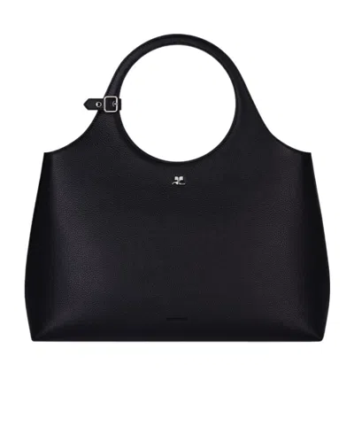 Courrèges Holy Day Logo Detailed Shoulder Bag In Black