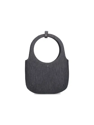 Courrèges 'holy' Denim Handbag In Gray
