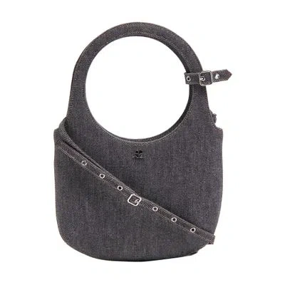 Courrèges Holy Denim Handbag In Grey