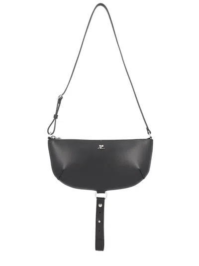 Courrèges Holy Eclipse Viper Blk Leather Bag In Black