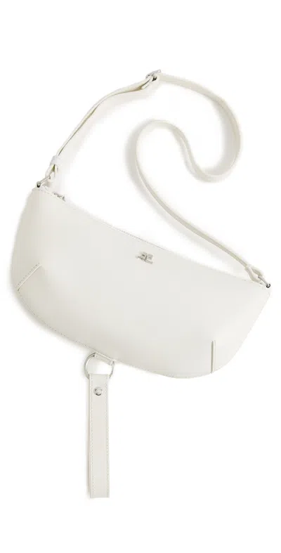 COURRÈGES HOLY ECLIPSE LEATHER BAG BLANC CASSE