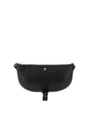 Courrèges Semi-circular Black Leather Bag With Silver Logo In Black