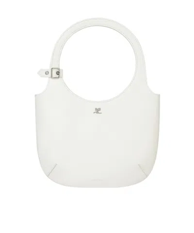 Courrèges Holy Half-moon Handbag In Off White