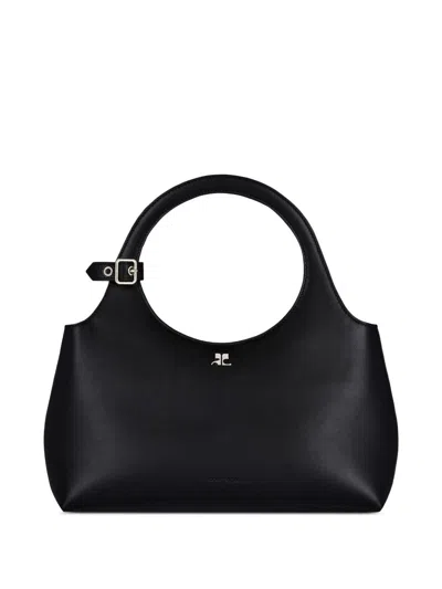 Courrèges Holy Leahter Handbag In Black
