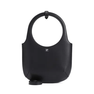 Courrèges Holy Structured Tote Shoulder Strap In Black