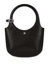 Courrèges Circular Handle Leather Bag With Adjustable Strap In Black