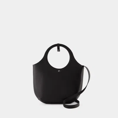 Courrèges Medium Holy Leather Tote Bag In Black