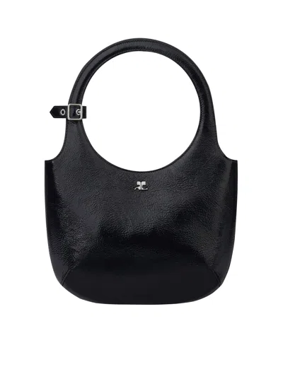 Courrèges Holy Naplack Leather Bag In Black