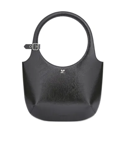 Courrèges Holy Naplack Zipped Tote Bag In Asphalt Color