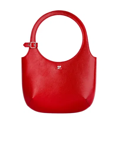 Courrèges Holy Naplack Zipped Tote Bag In Ruby Red