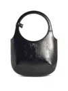 Courrèges Leather Shoulder Bag With Adjustable Strap And Circular Handle In Black
