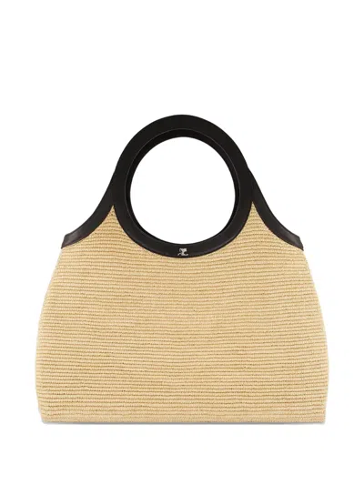 Courrèges Holy Raffia Tote Bag In Neutral