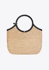 Courrèges Raphia Tote Bag With Circular Top Handles In Neutral
