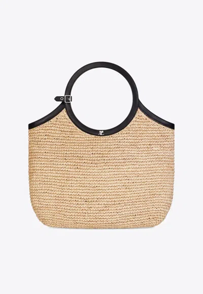 Courrèges Holy Raffia Tote Bag In Sand
