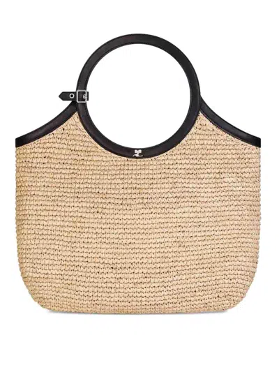 Courrèges Holy Raphia Tote Bag In Sand