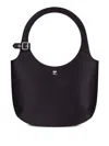 Courrèges Circular Handle Leather Bag With Adjustable Strap In Black