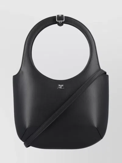 Courrèges Holy Structured Tote Shoulder Strap In Black