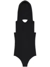 Courrèges Black Illusion Hooded Bodysuit In Black