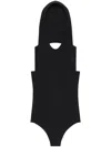 Courrèges Black Illusion Hooded Bodysuit In Black