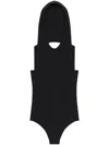 Courrèges Black Illusion Hooded Bodysuit In Black