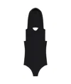 Courrèges Black Illusion Hooded Bodysuit In Black
