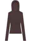 Courrèges Hooded Knitted Top In Braun