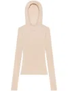 Courrèges Hooded Knitted Top In Nude