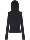 Courrèges Hooded Knitted Top In Black