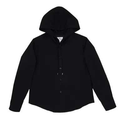 Pre-owned Courrèges Hooded Light Twill Shirt 'black' | Men's Size Xl