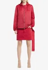Courrèges Drawstring Accents Hooded Windbreaker In Red