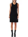 Courrèges Oblique Space Hooded Dress In Black