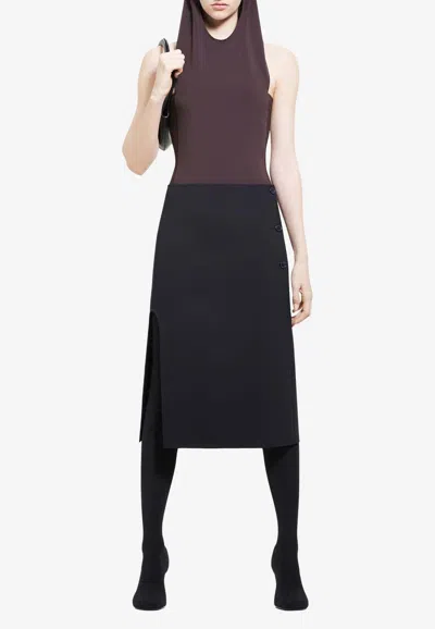 Courrèges Sleeveless Hooded Bodysuit With High Cut Leg In Brown