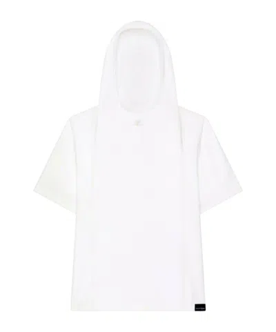 COURRÈGES COURRÈGES LOGO EMBROIDERED HOODED T-SHIRT