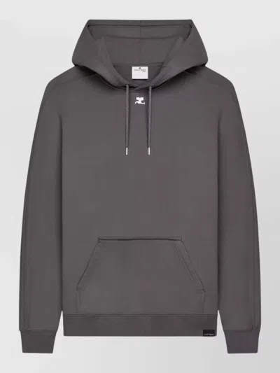 Courrèges Hooded Sweater Nylon Silk Blend Knit In Gray