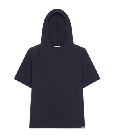 COURRÈGES COURRÈGES LOGO EMBROIDERED HOODED T-SHIRT